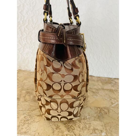 Vtg coach Hampton brown canvas/ leather carryall tote shoulder bag 121467 - Picture 5 of 10